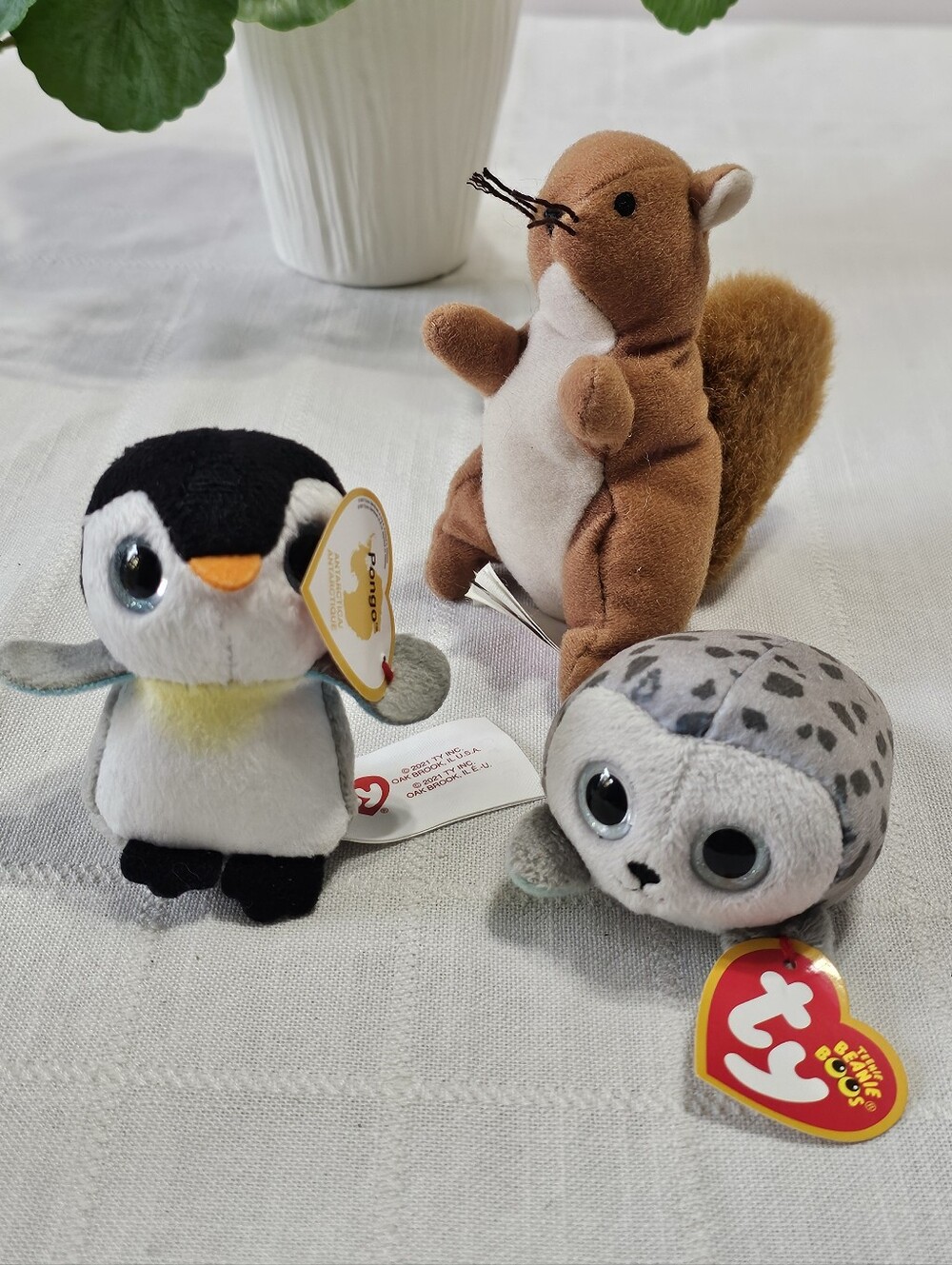 Ty Beanie Babies Mini Plush Lot of 3 Pongo Iceberg & Squirrel